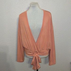 Agnes & Dora XXL Rose Quartz Kimono Tie Top 3/4 Dolman Sleeves NWT